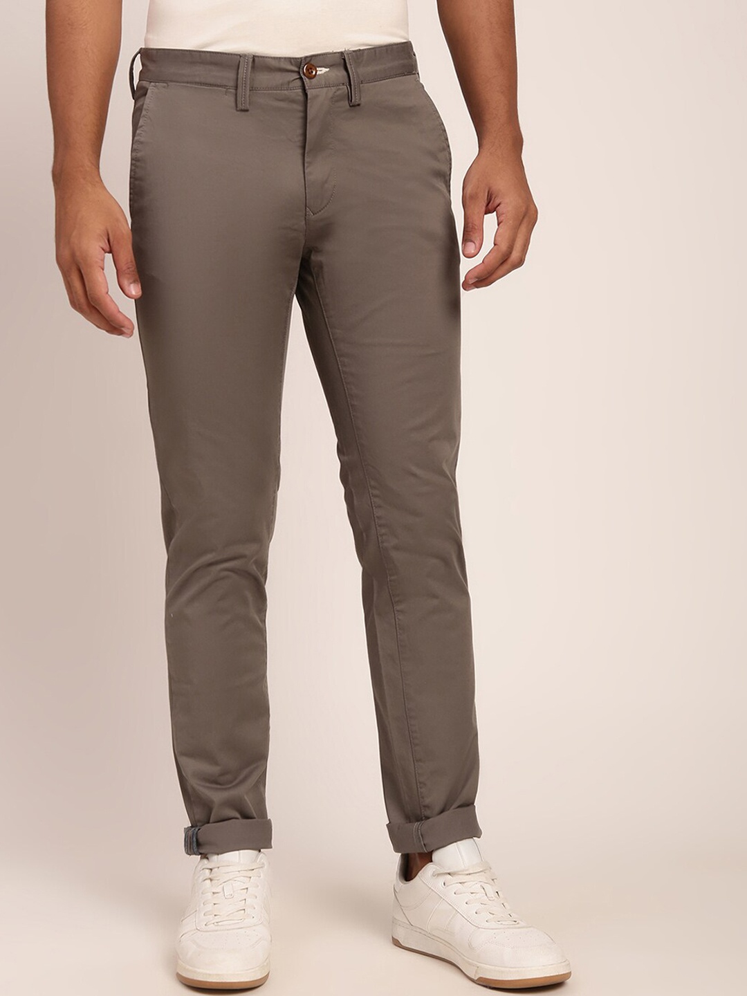 

GANT Men Grey Tailored Slim Fit Trousers