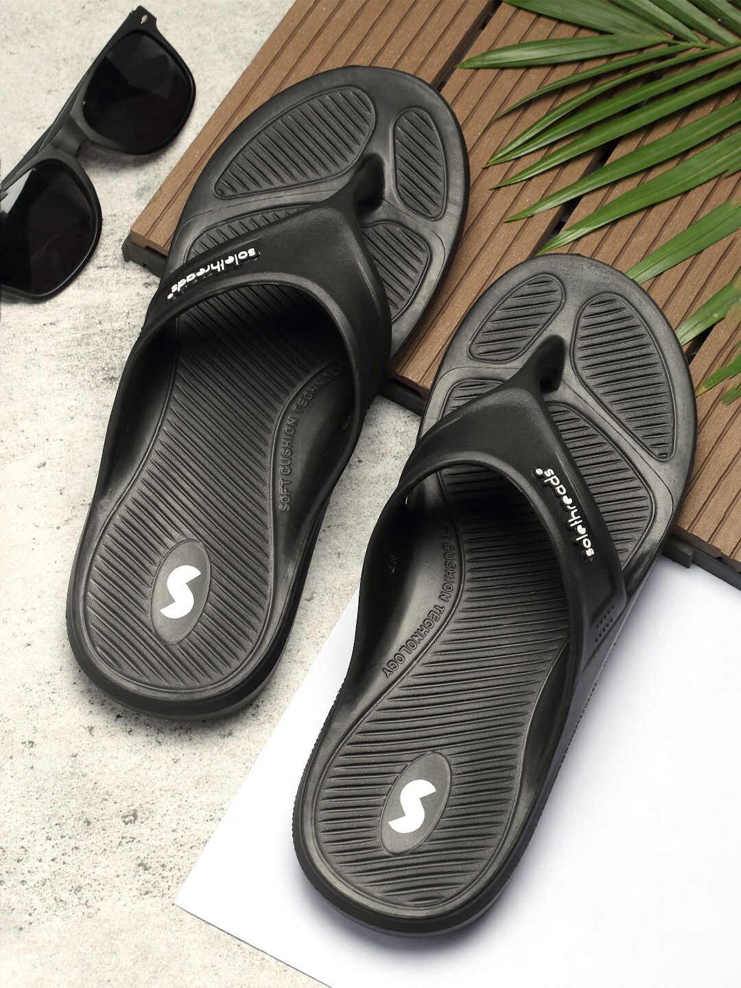 

Solethreads Men Black Thong Flip-Flops