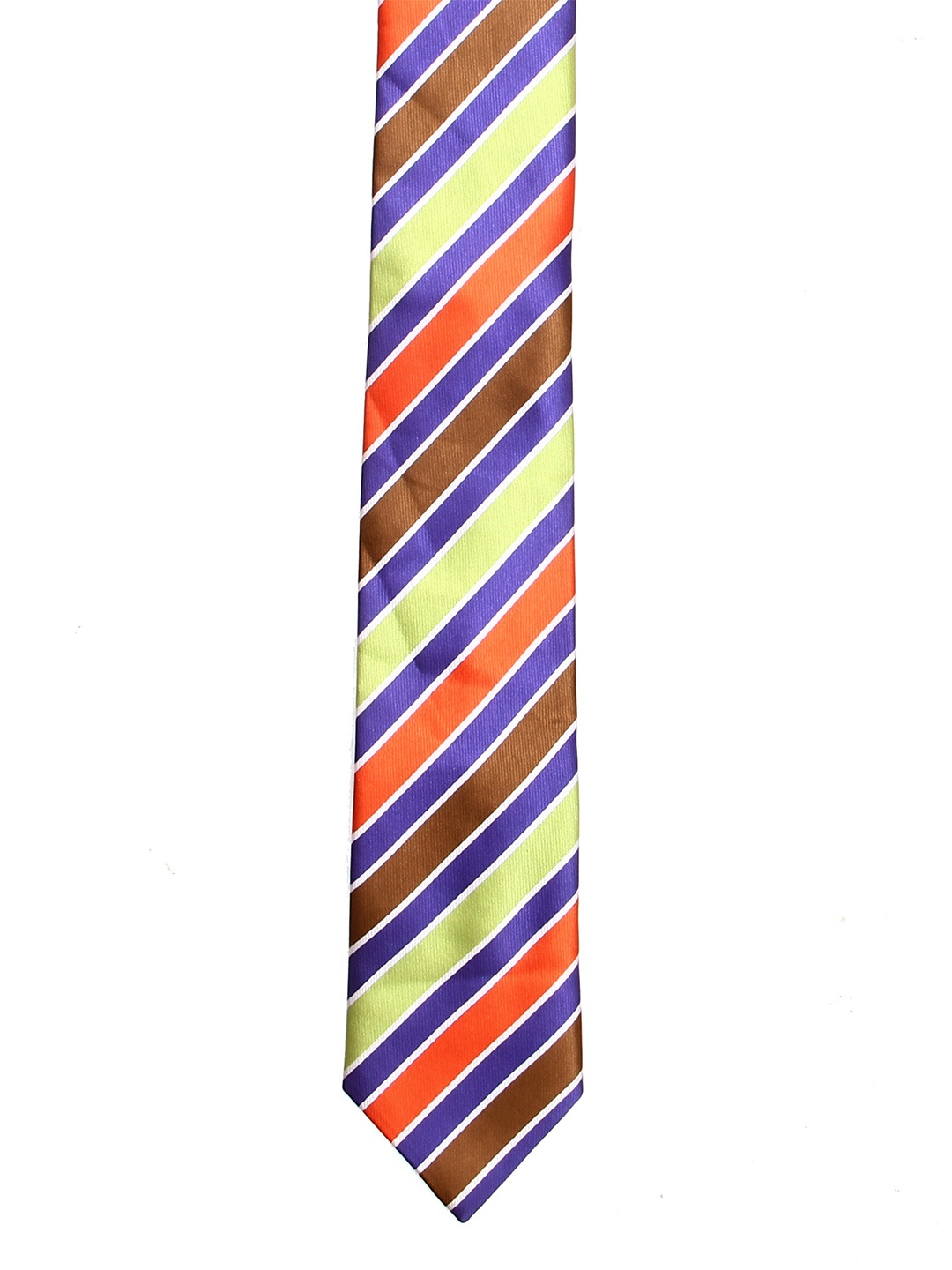 

Calvadoss Men Green & Orange Striped Broad Tie
