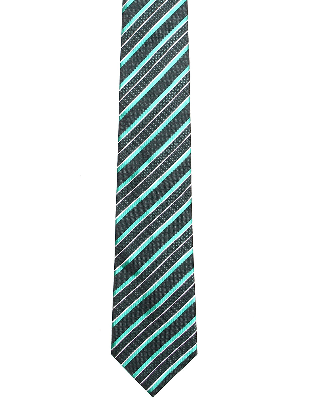 

Calvadoss Men Green & White Striped Broad Tie