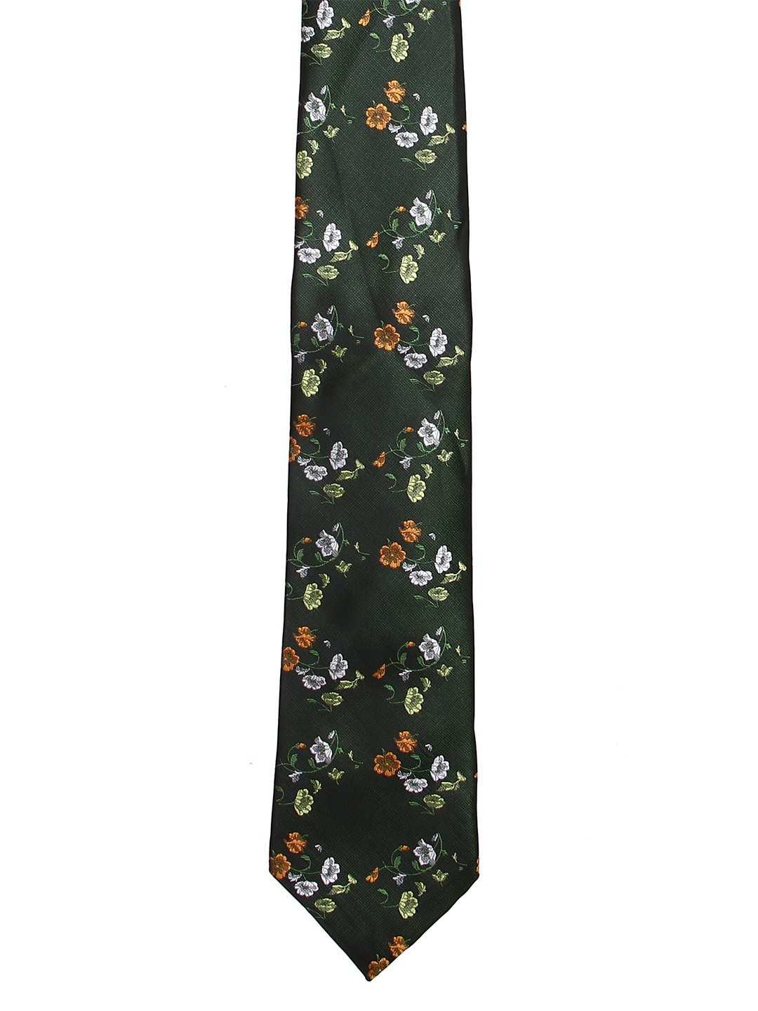 

Calvadoss Men Green & Orange Woven Design Broad Tie