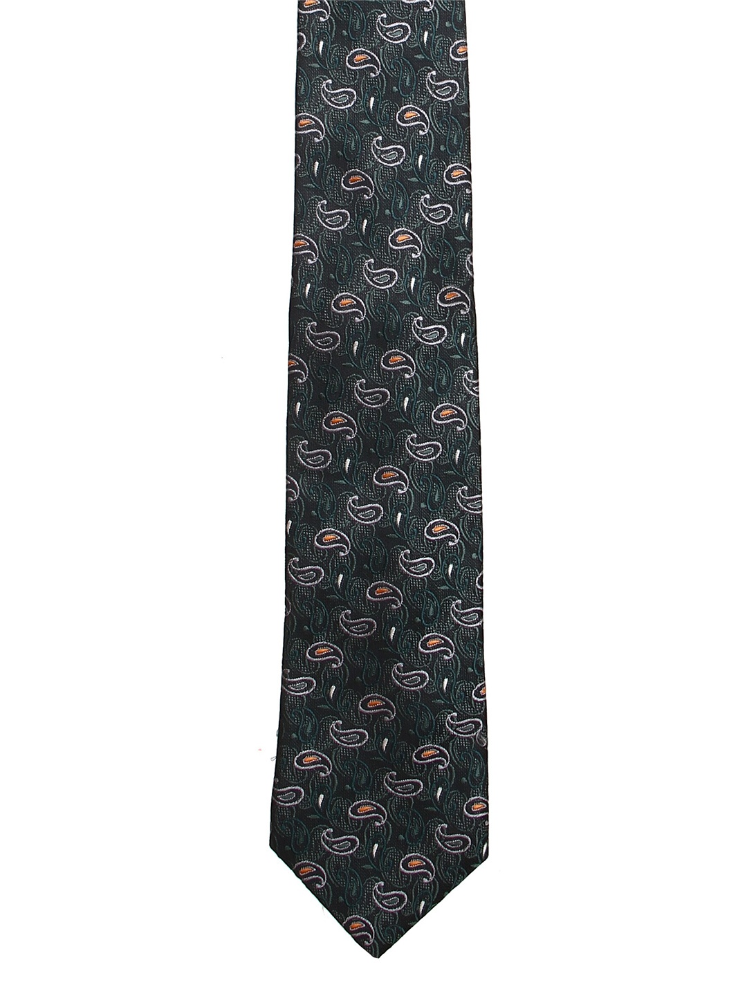 

Calvadoss Men Green & White Woven Design Broad Tie