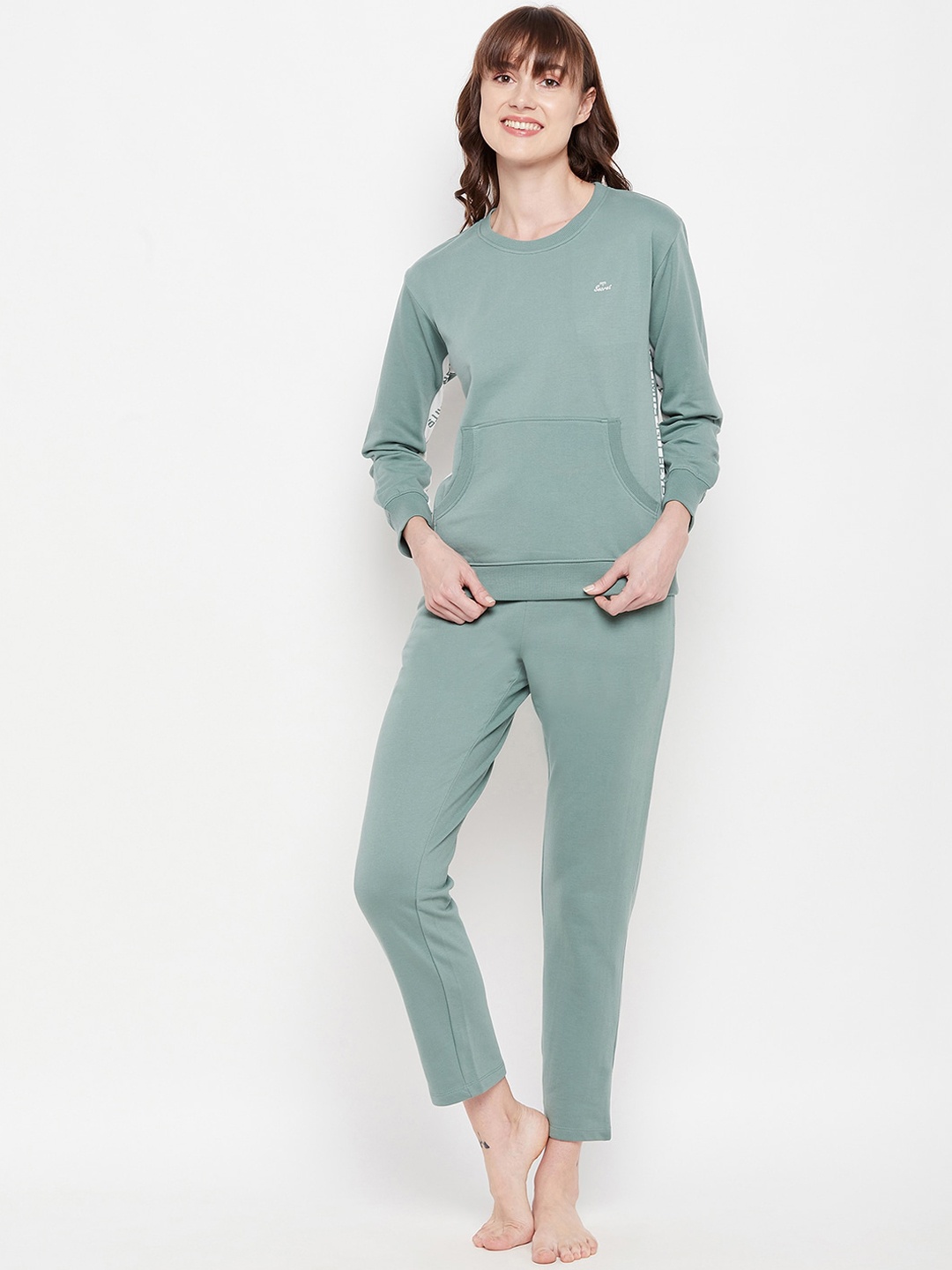 

MADAME M SECRET Women Green Solid Night suit