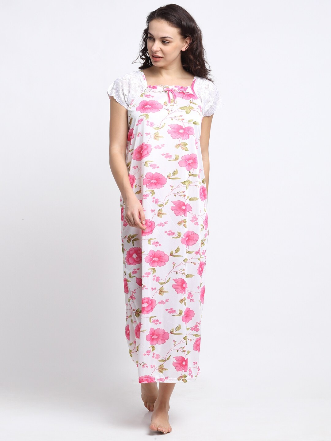 

NEUDIS White Printed Maxi Nightdress