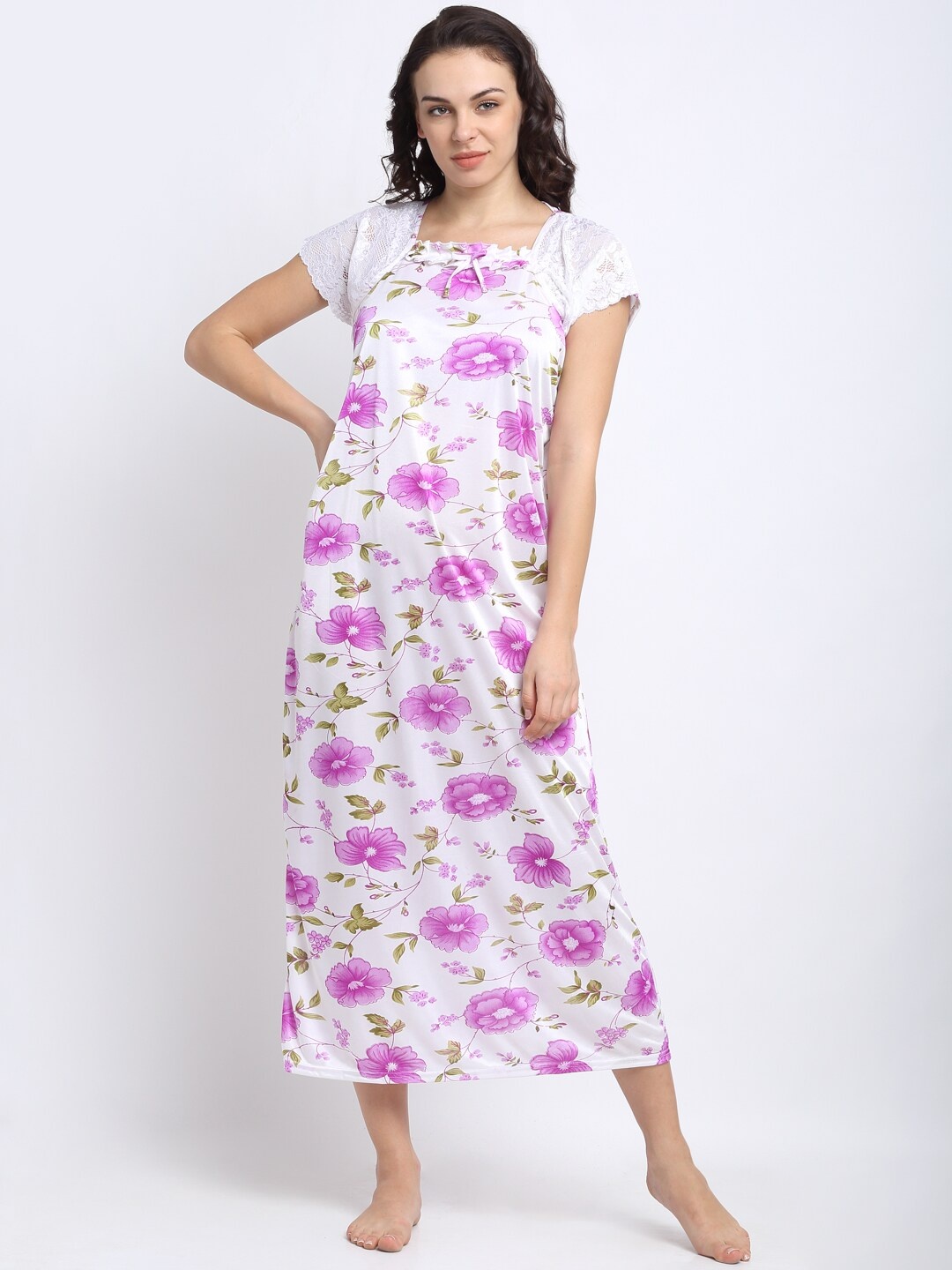 

NEUDIS White Printed Maxi Nightdress