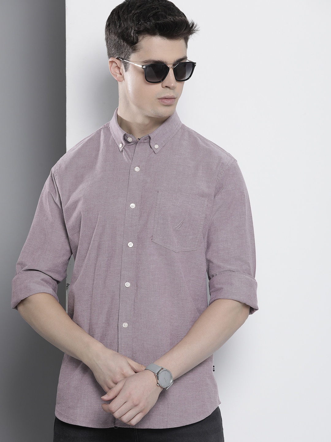 

Nautica Button-Down Collar Slim Fit Casual Shirt, Mauve