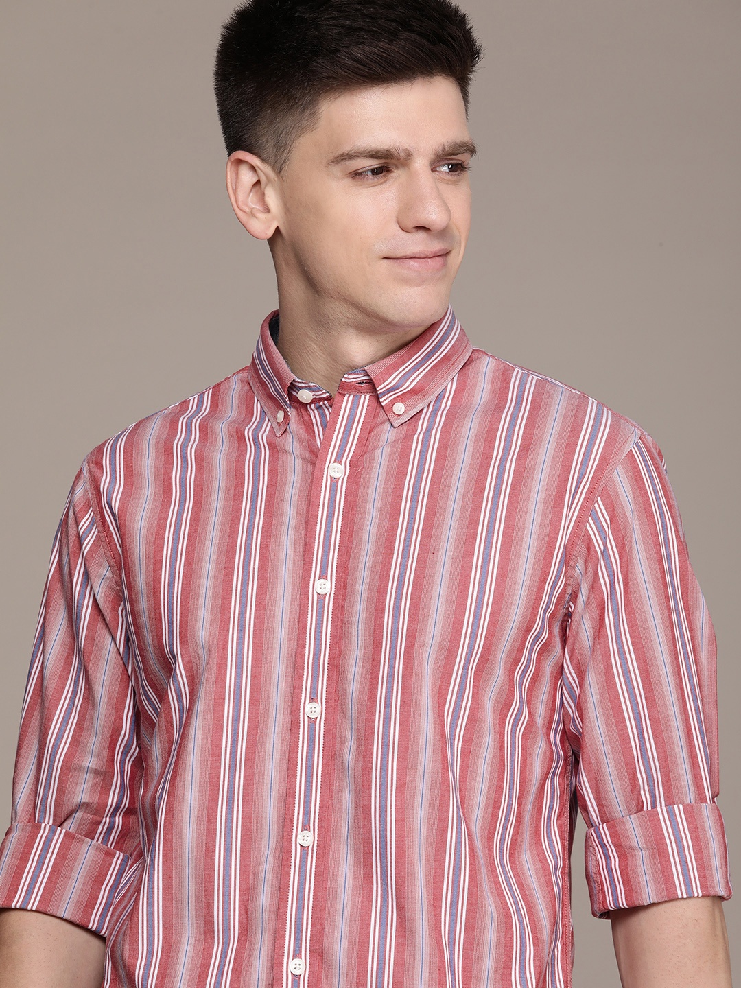 

Nautica Classic Striped Casual Shirt, Red