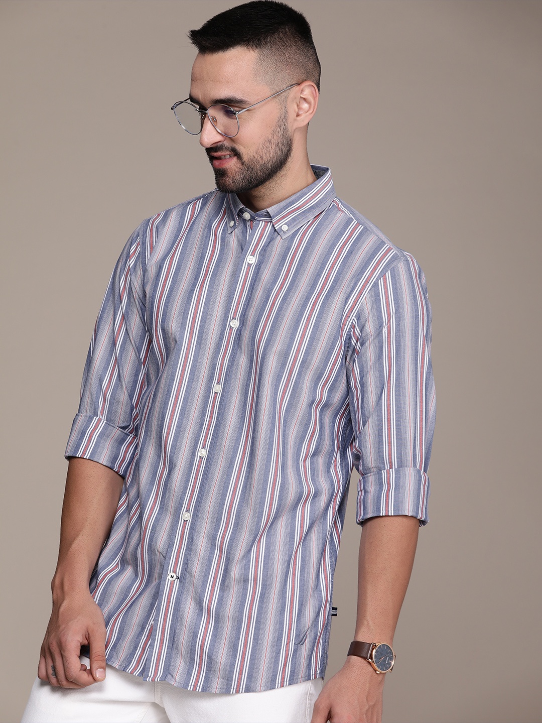 

Nautica Slim Fit Striped Casual Shirt, Blue
