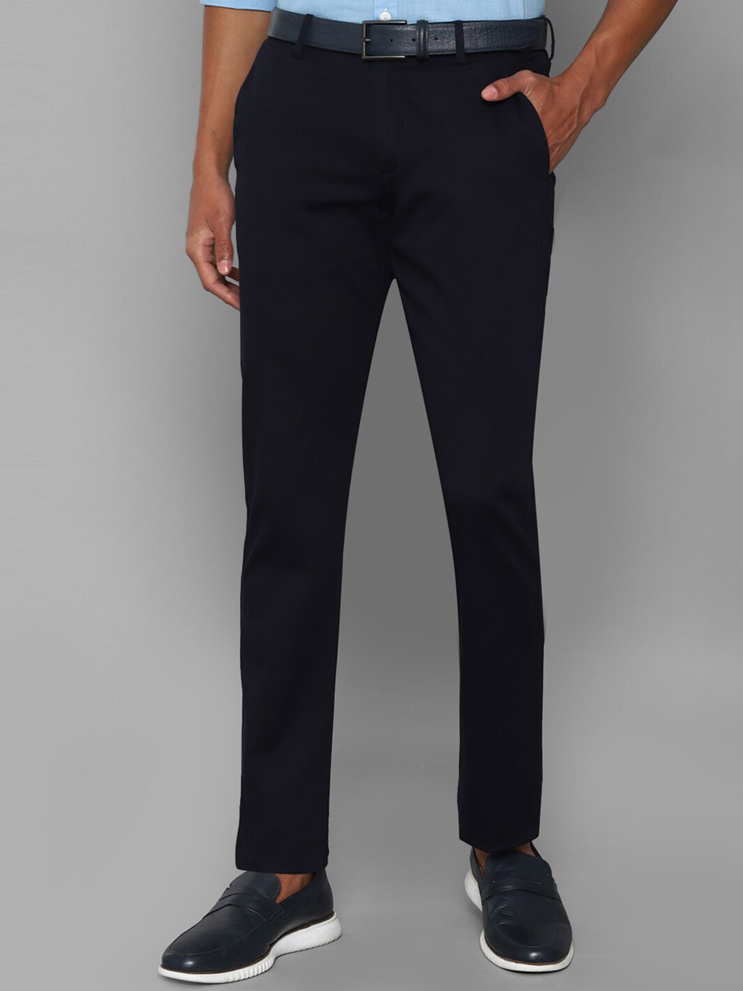 

Allen Solly Men Navy Blue Slim Fit Trousers