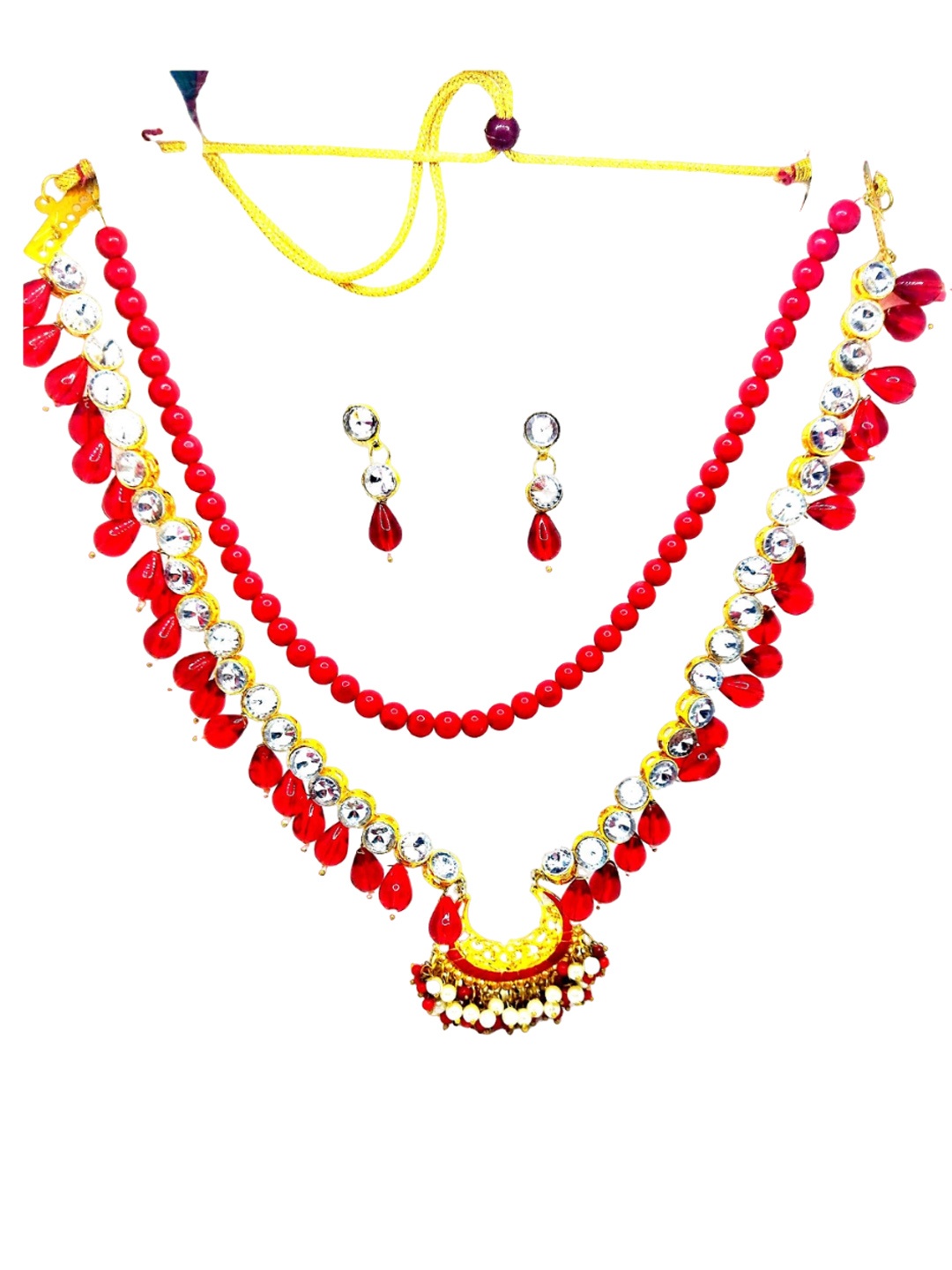 

Kshitij Jewels Women Red Jewellery Set