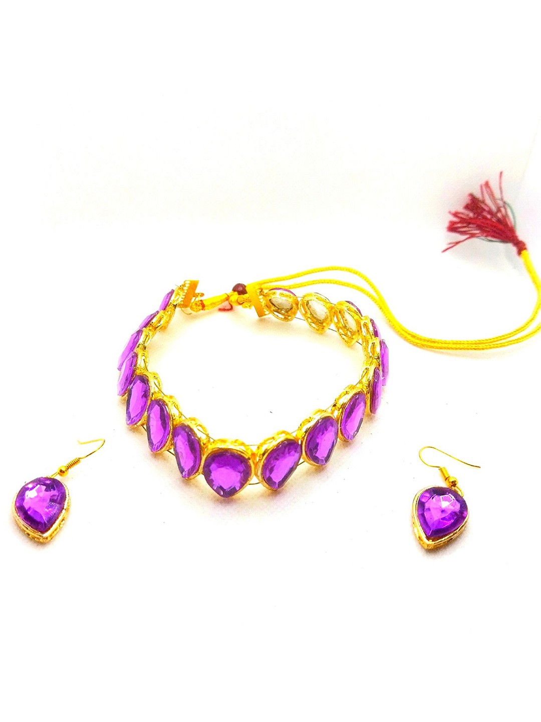 

Kshitij Jewels Gold-Plated Purple Stone Studded Jewellery Set