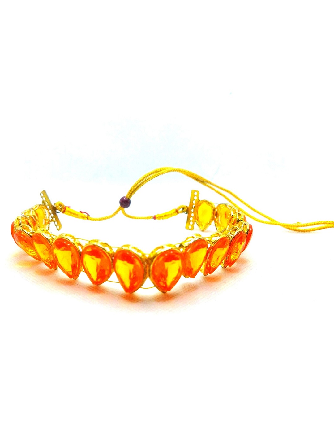 

Kshitij Jewels Gold-Plated Orange-Colored Stone-Studded Jewellery Set