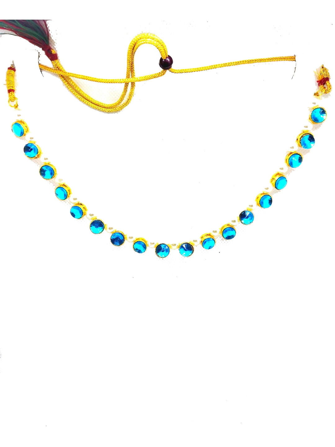 

Kshitij Jewels Gold-Plated & Turquoise Blue Kundan Stone-Studded Beaded Jewellery Set