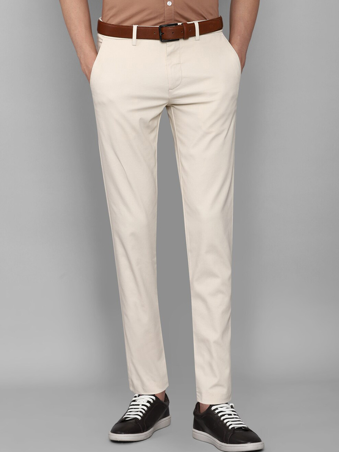 

Louis Philippe Sport Men Cream-Coloured Slim Fit Trousers
