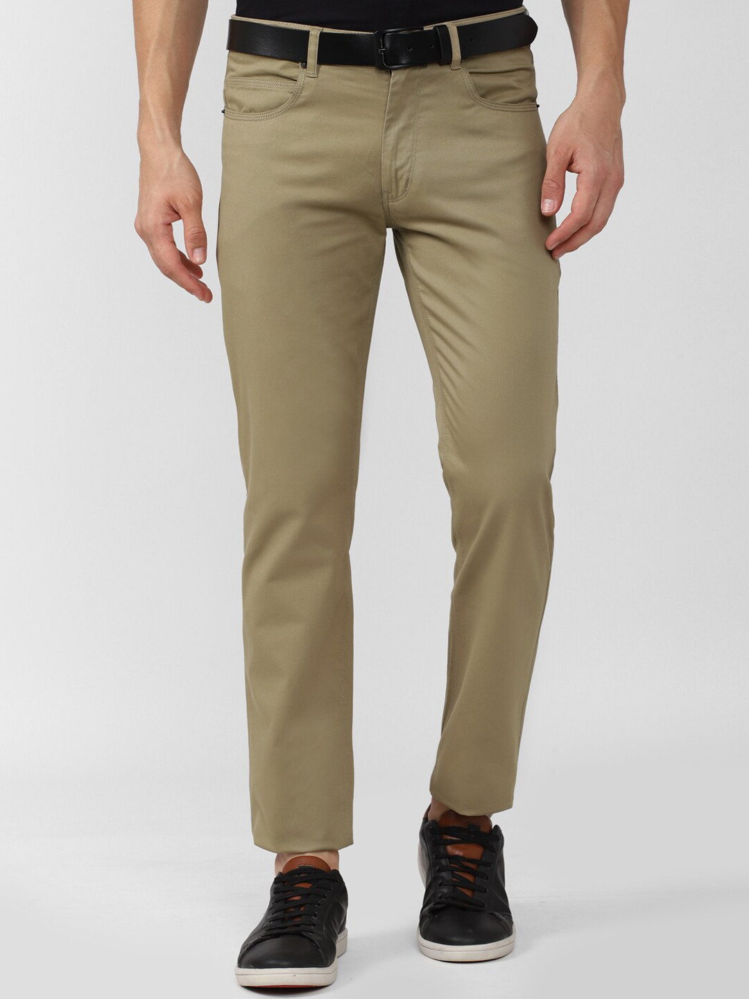 

Peter England Casuals Men Khaki Textured Slim Fit Trousers