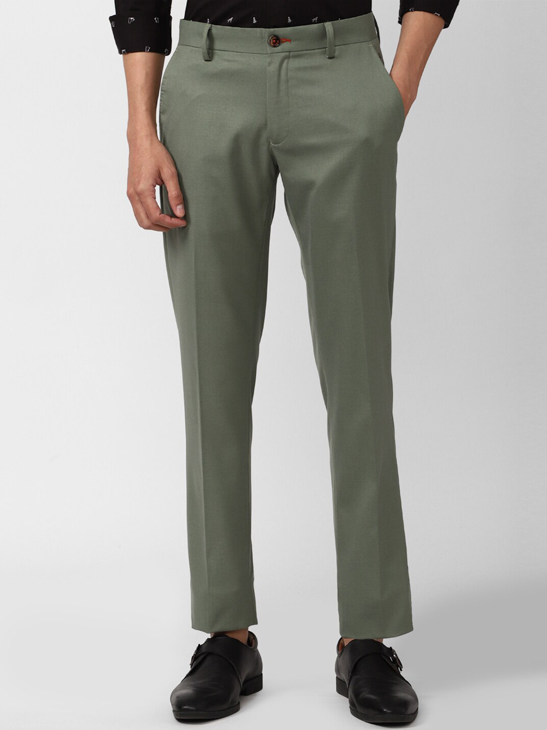 

SIMON CARTER LONDON Men Grey Slim Fit Trousers