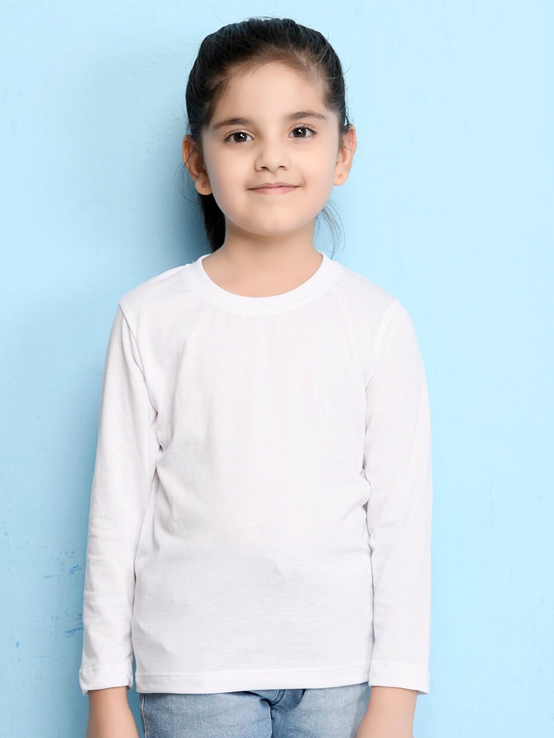 

NUSYL Girls White Solid T-shirt