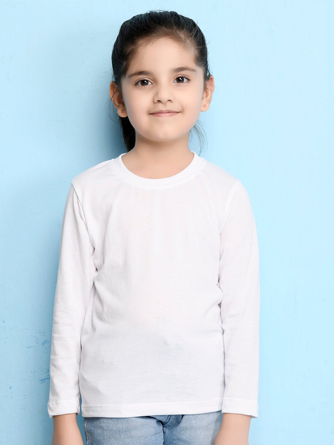 

NUSYL Girls White Raw Edge T-shirt