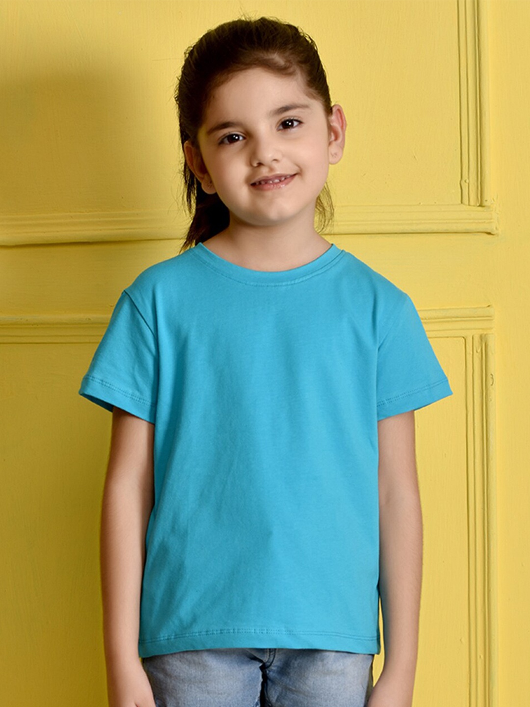 NUSYL Girls Blue Cotton T-shirt