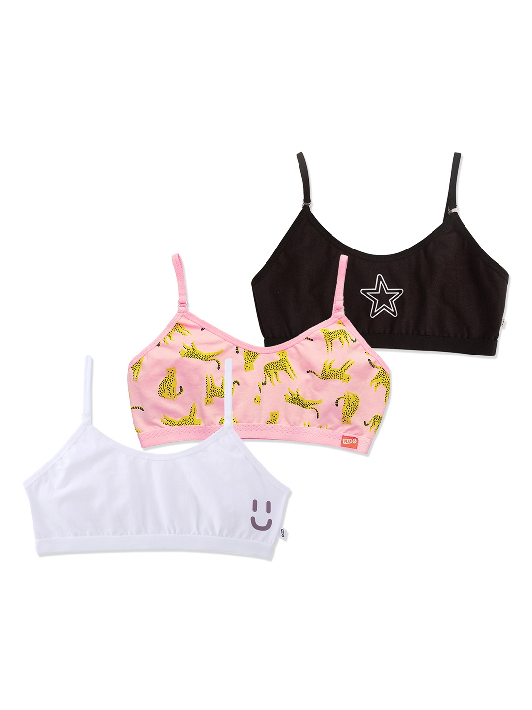 

You Got Plan B Girls Pack of 3 Graphic Printed Anti Microbial Training Bra, Pink