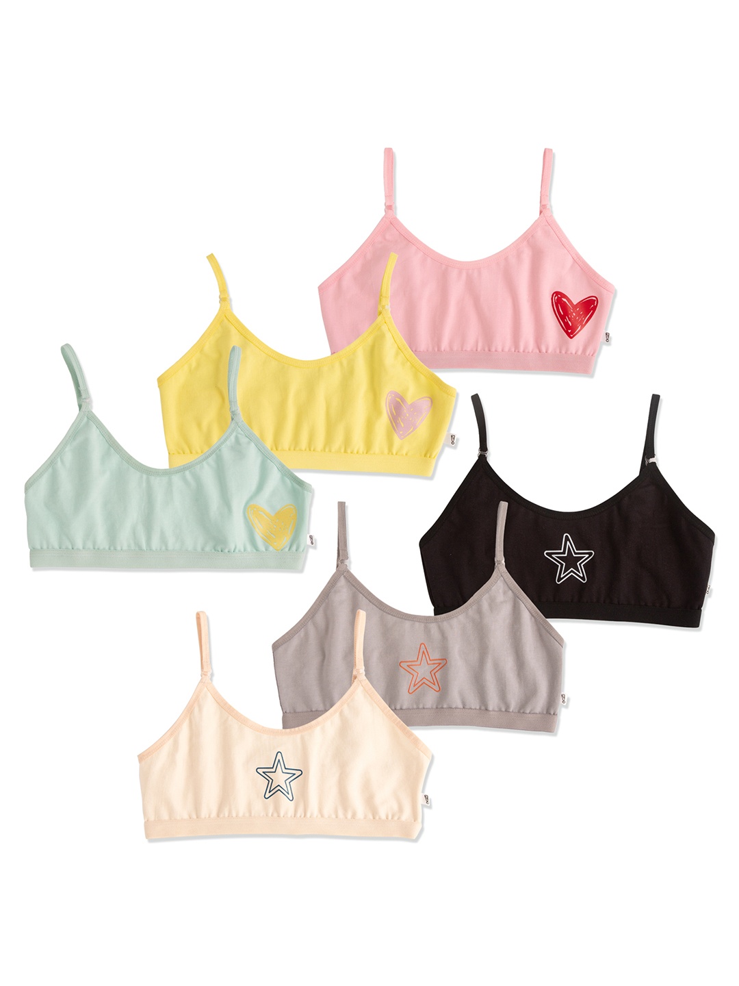 

You Got Plan B Pack of 6 Graphic Printed Anti Microbial Training Bra, Pink