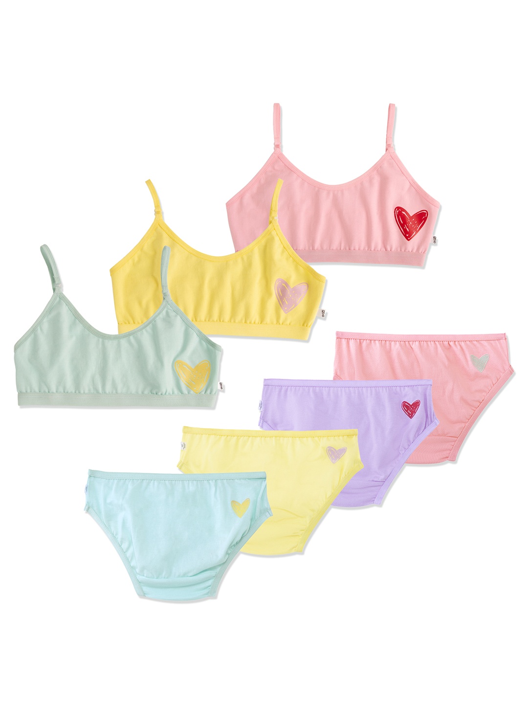 

You Got Plan B Pack of 7 Graphic Printed Anti Microbial Training Bra & Underwear Set, Yellow