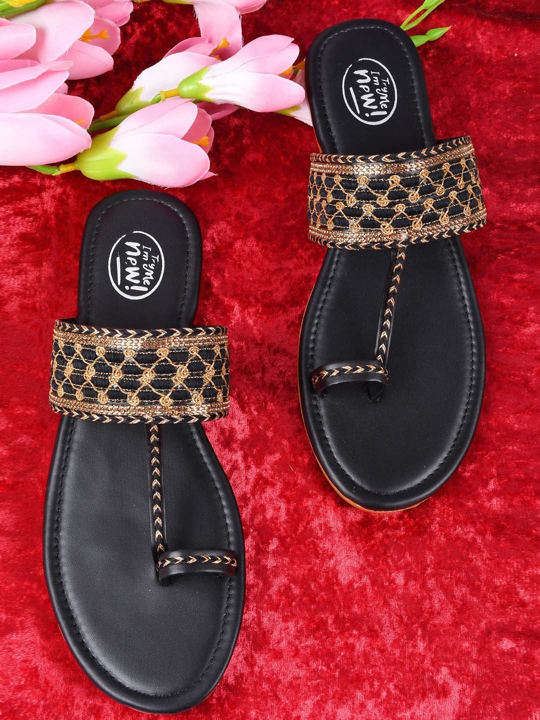 

Try Me Women Black Ethnic One Toe Flats