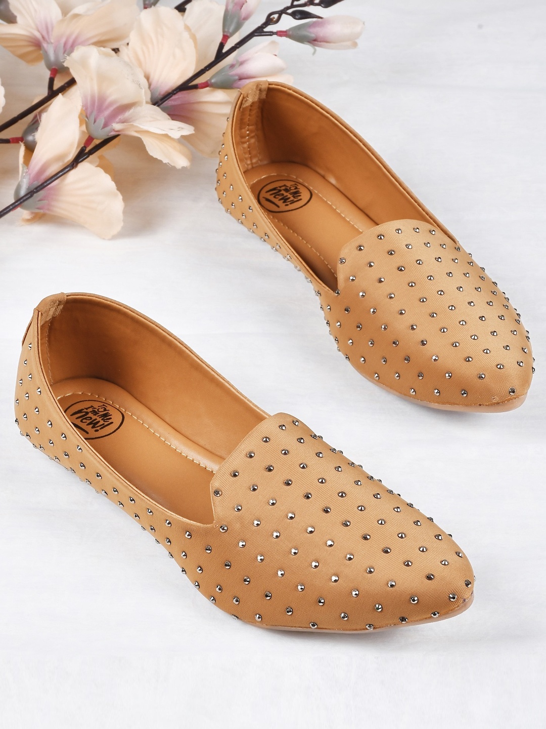 

Try Me Women Beige Textured Ballerinas with Laser Cuts Flats