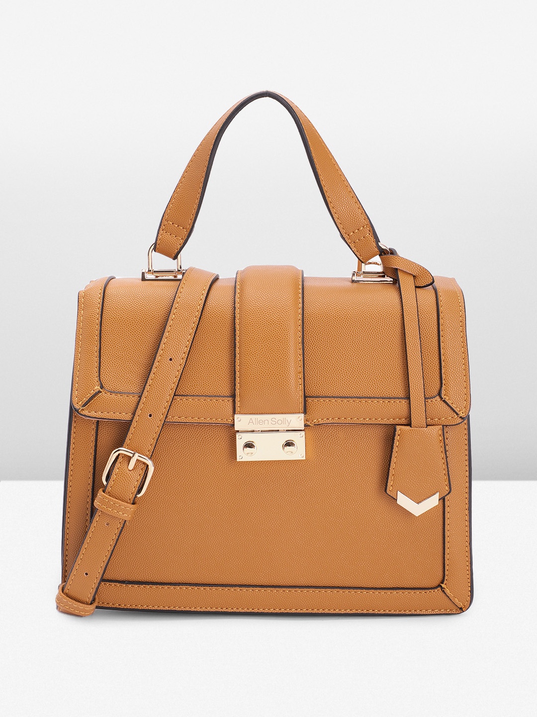 

Allen Solly Solid Satchel, Mustard