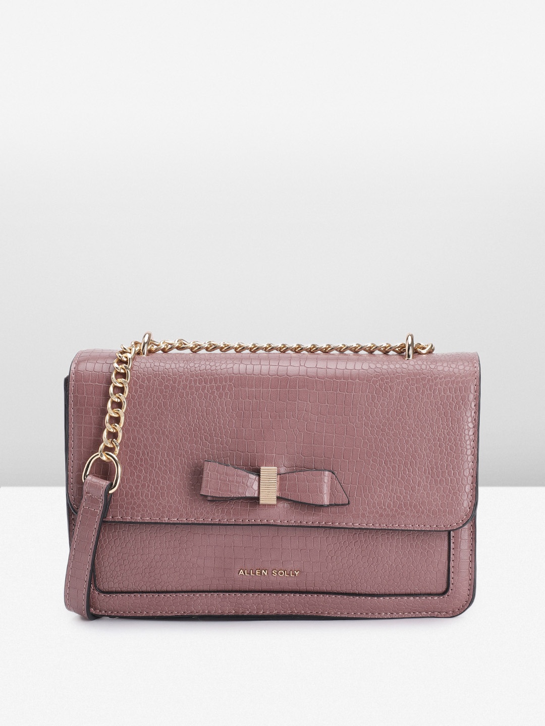 

Allen Solly Animal Textured Structured Sling Bag with Bow Detail, Purple