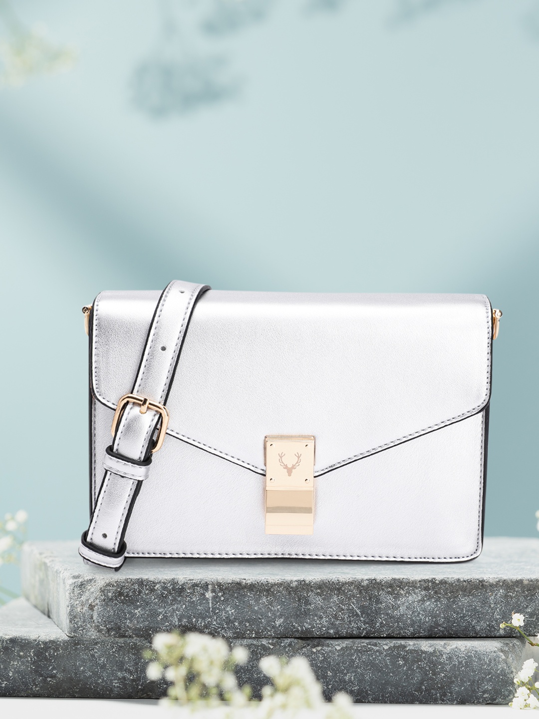 

Allen Solly Silver-Toned Solid Sling Bag
