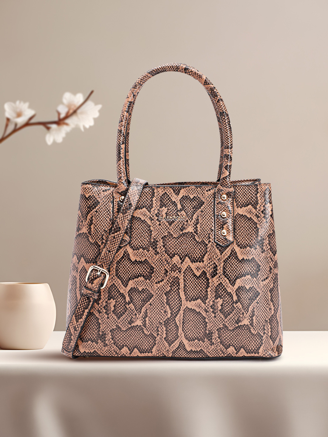 

Allen Solly Animal Printed Structured Shoulder Bag, Brown