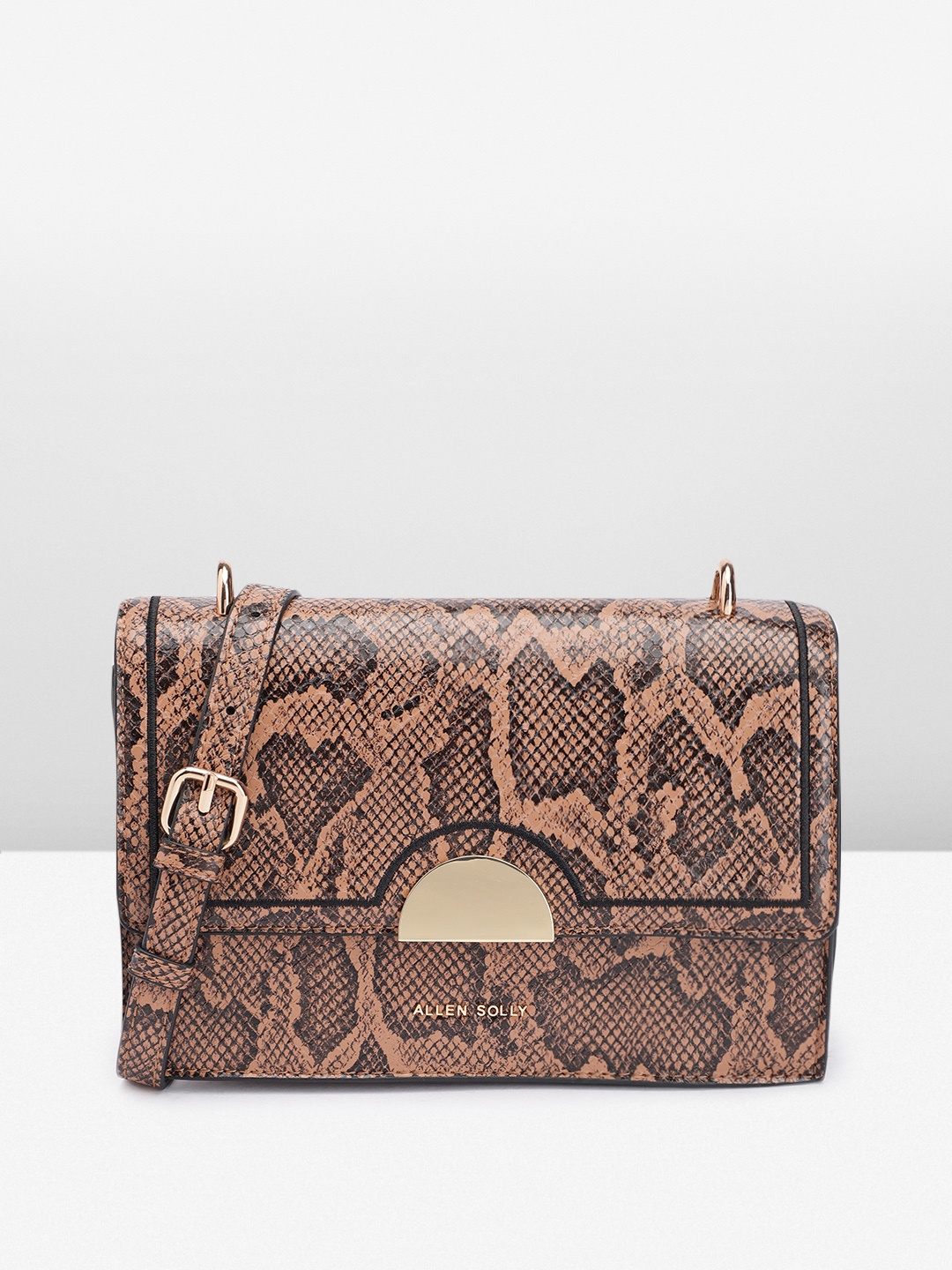 

Allen Solly Animal Printed Structured Sling Bag, Brown