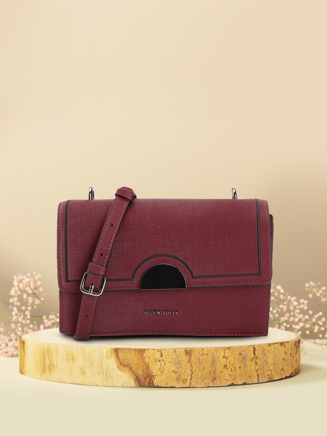 

Allen Solly Structured Sling Bag, Burgundy