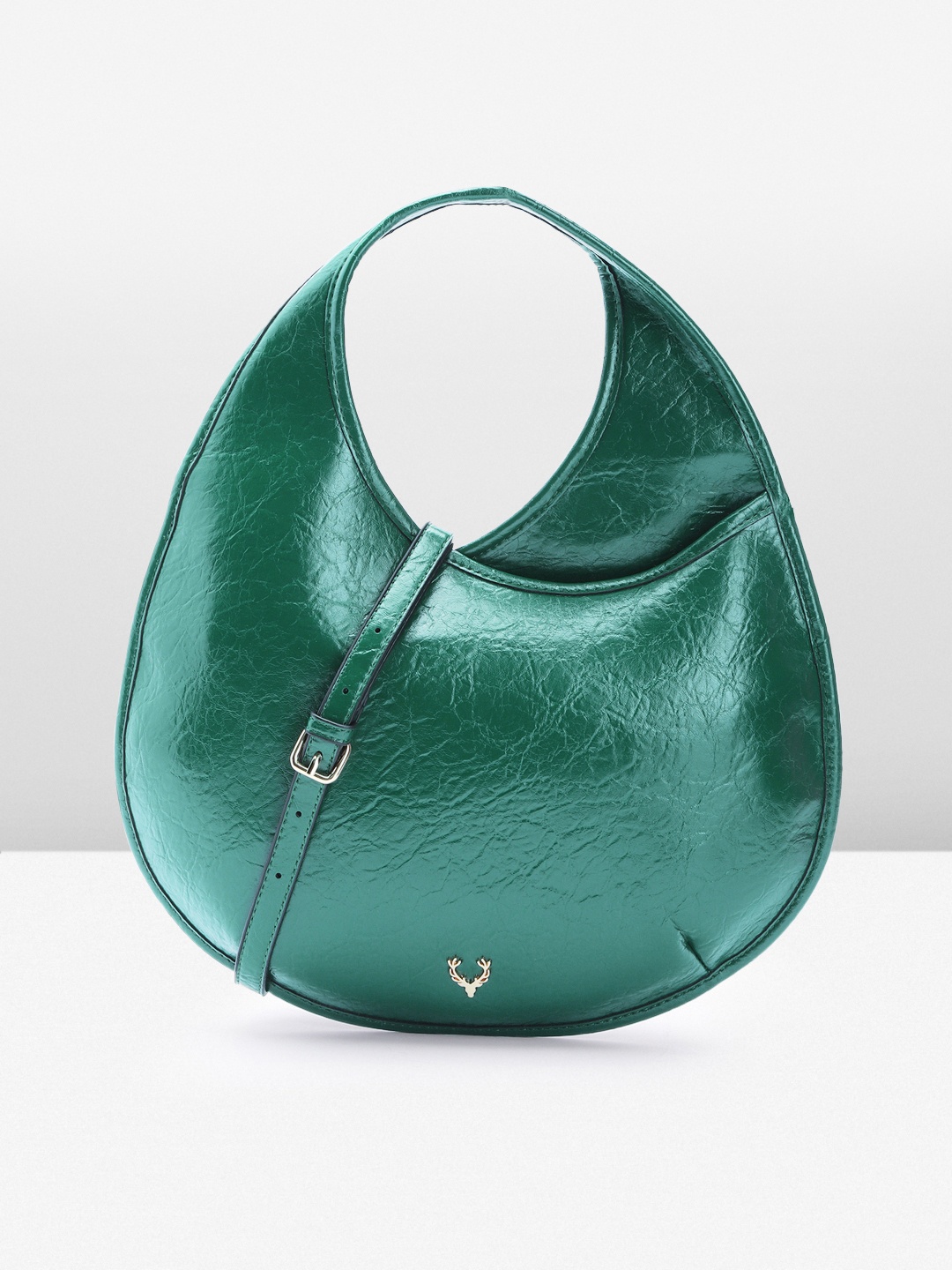 

Allen Solly Textured PU Half Moon Hobo Bag, Green