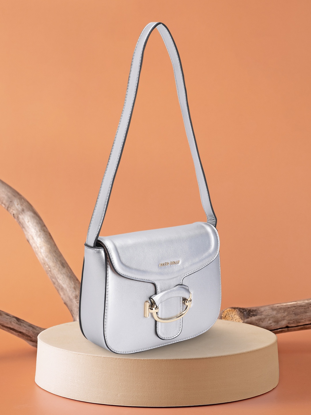 

Allen Solly Women Solid Satchel, Silver