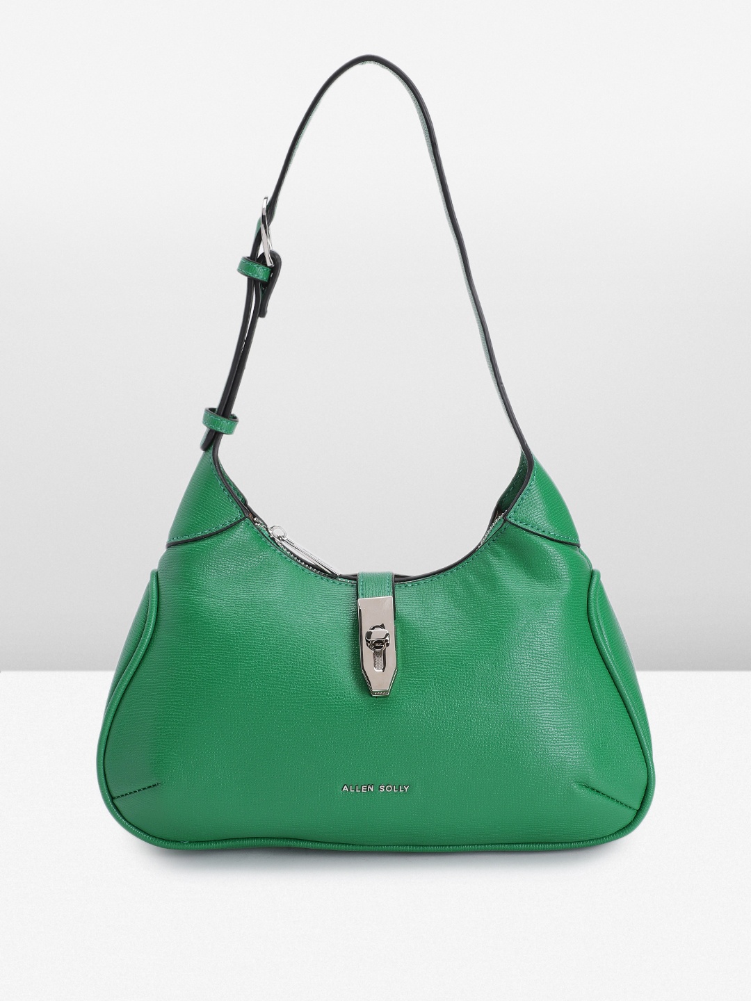 

Allen Solly Textured PU Structured Hobo Bag, Green