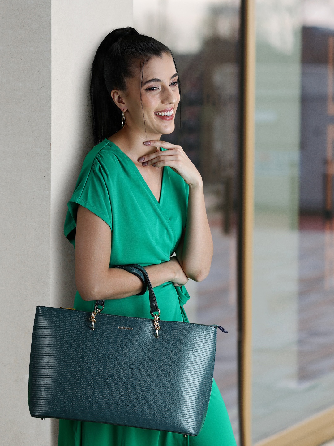 

Allen Solly Structured Shoulder Bag, Green