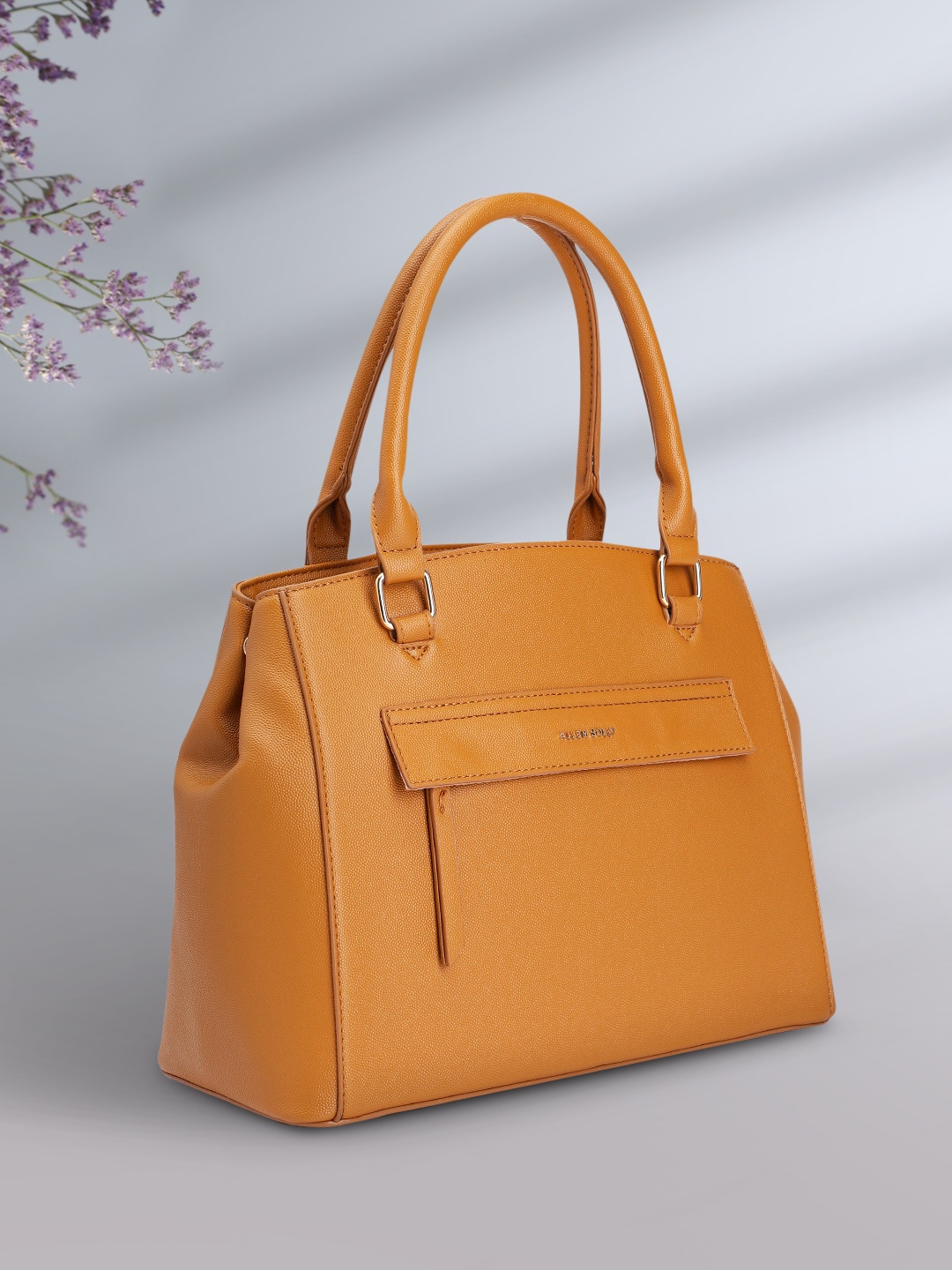 

Allen Solly Solid Handheld Bag, Mustard