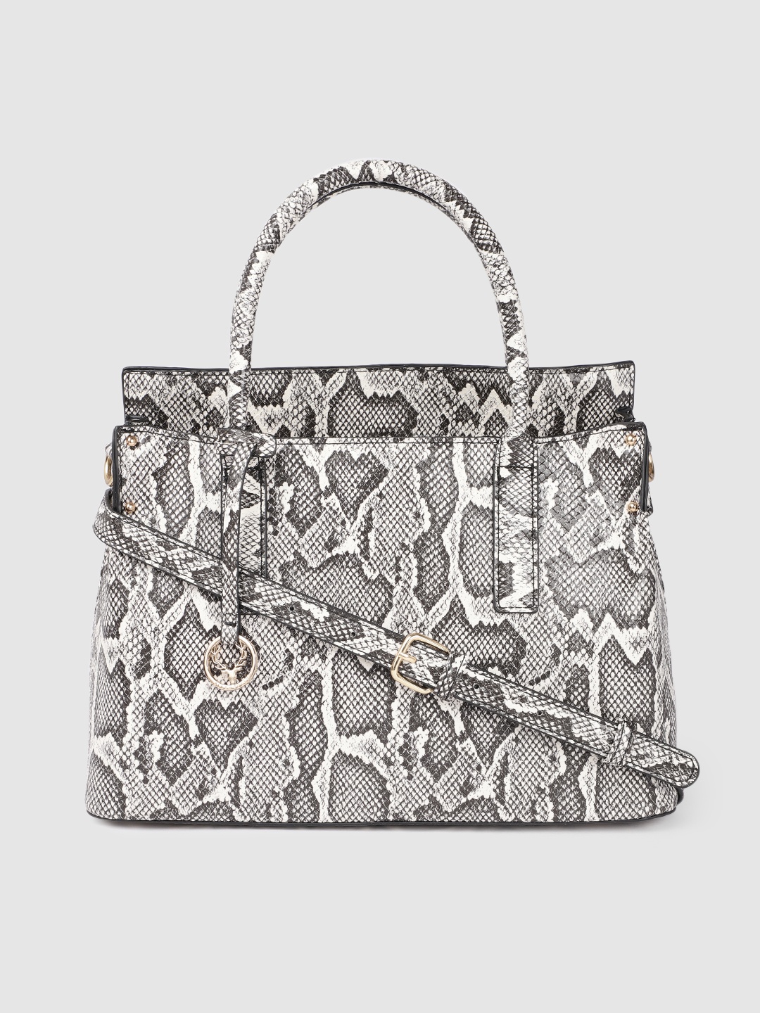 

Allen Solly Black Animal Printed Structured Handheld Bag