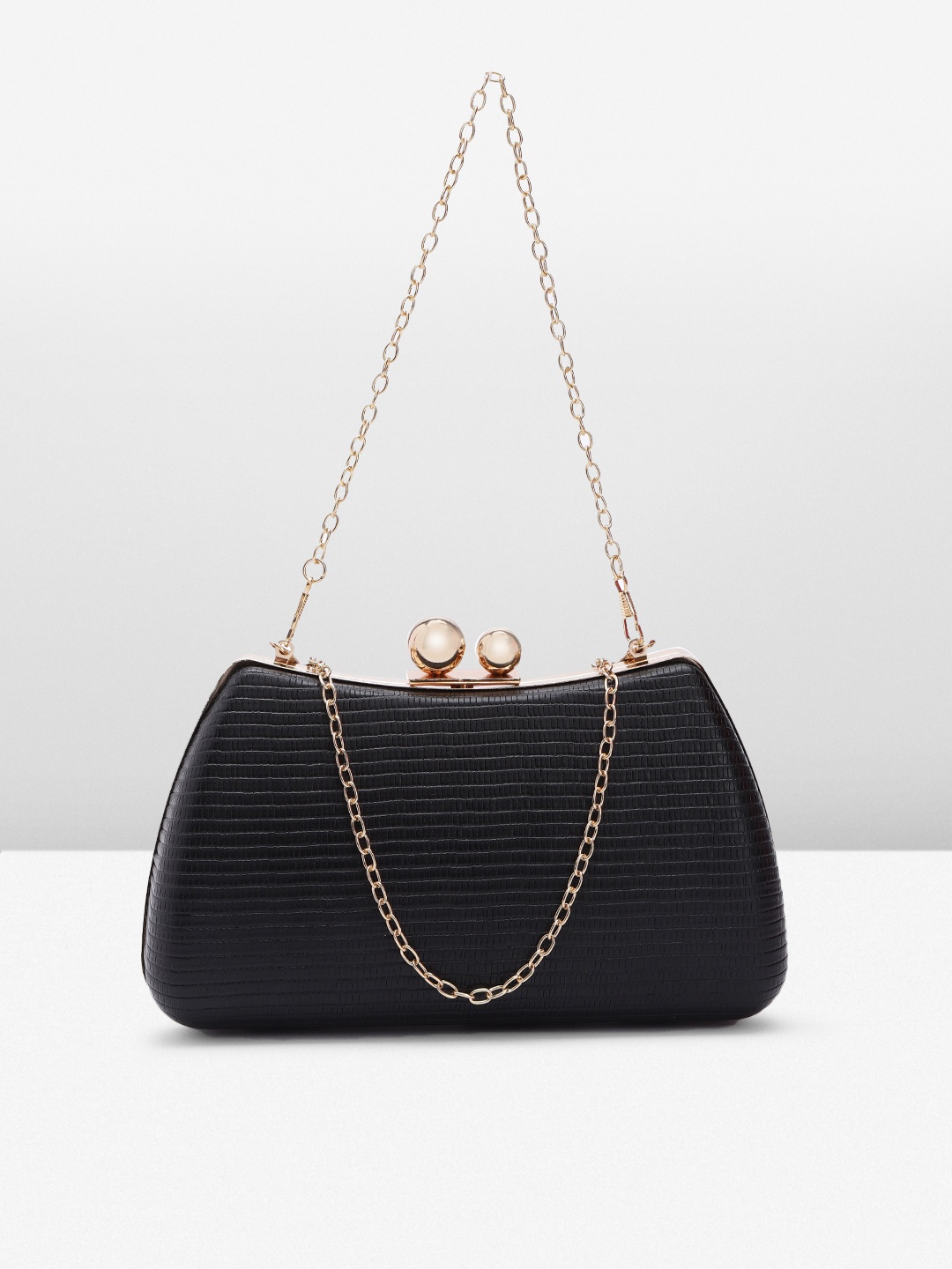 

Allen Solly Textured Purse Clutch With Shoulder Strap & Wrist Loop, Black
