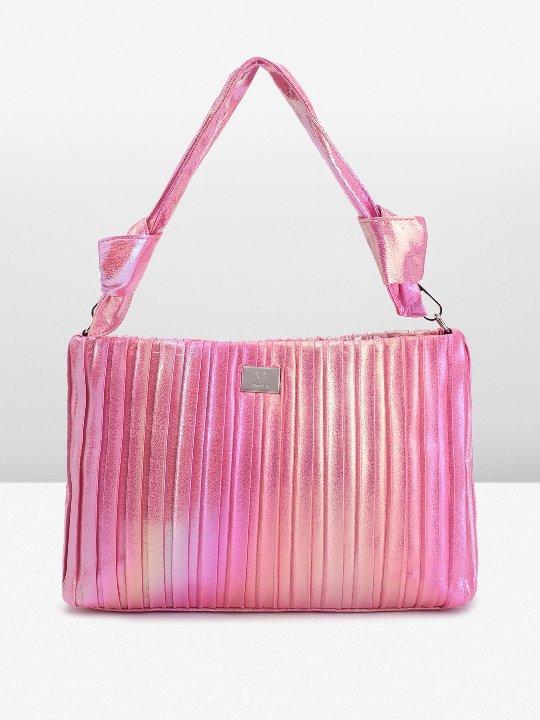 

Allen Solly Self-Striped Design Metallic Finish Handheld Bag, Pink