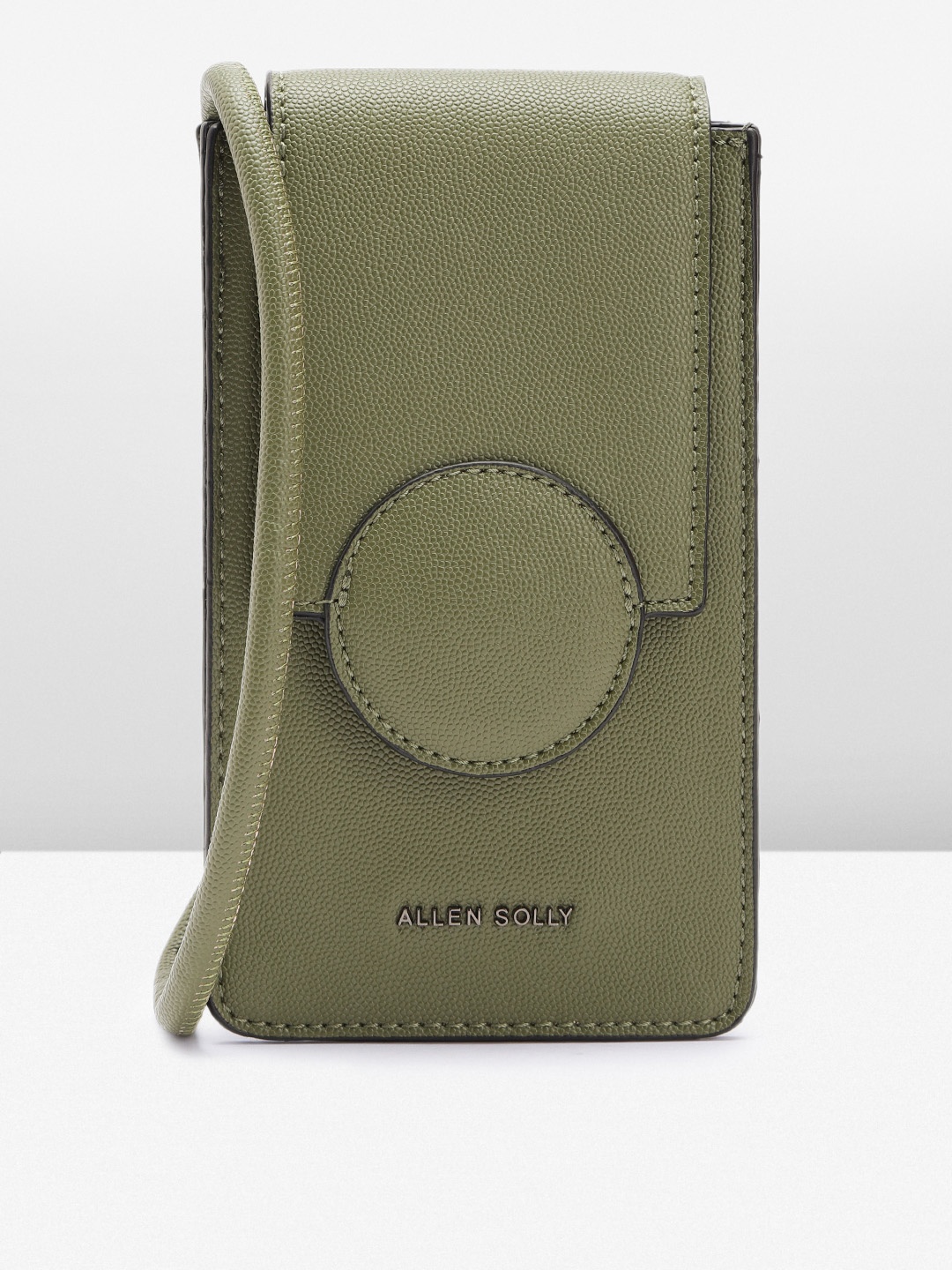 

Allen Solly Solid PU Structured Sling Bag, Olive