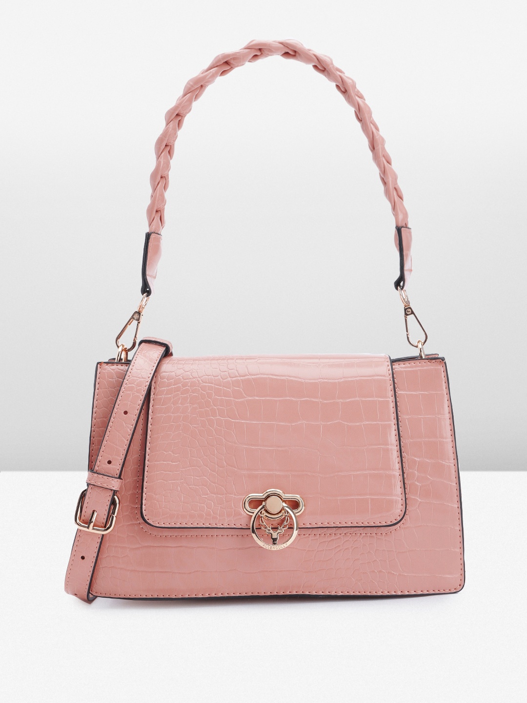 

Allen Solly Animal Textured Structured Shoulder Bag, Pink