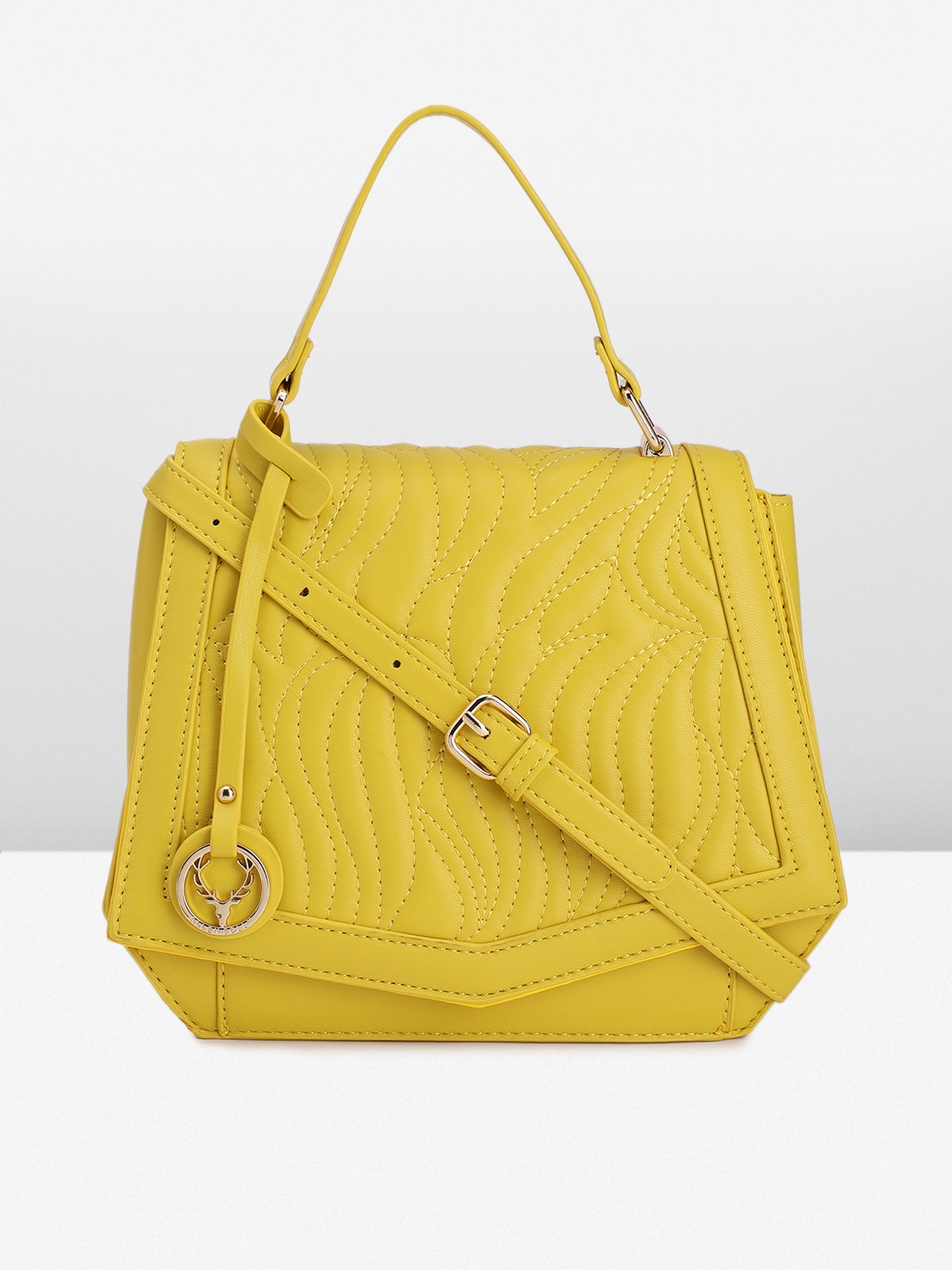 

Allen Solly Textured Satchel, Mustard