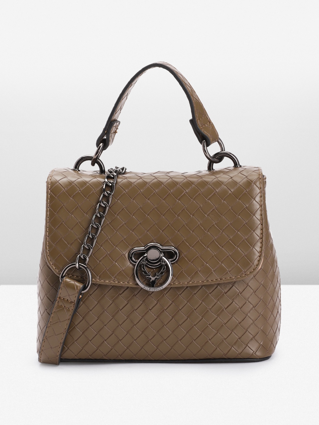 

Allen Solly Women Textured Satchel, Olive
