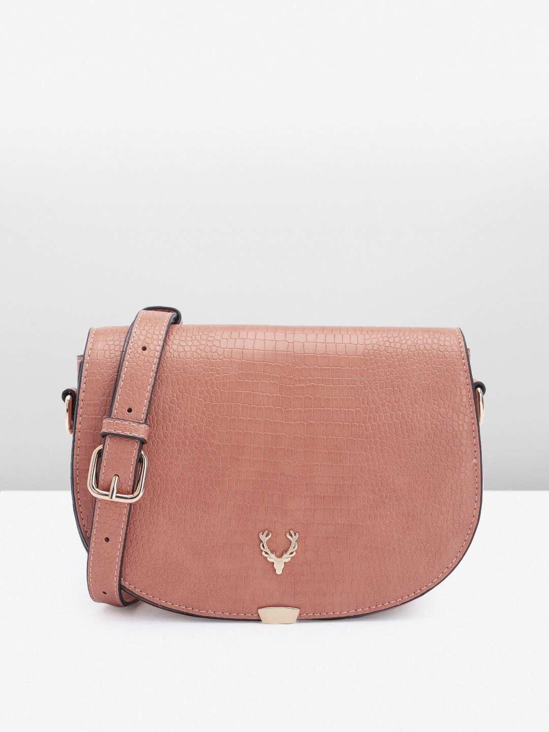 

Allen Solly Croc Textured Sling Bag, Nude