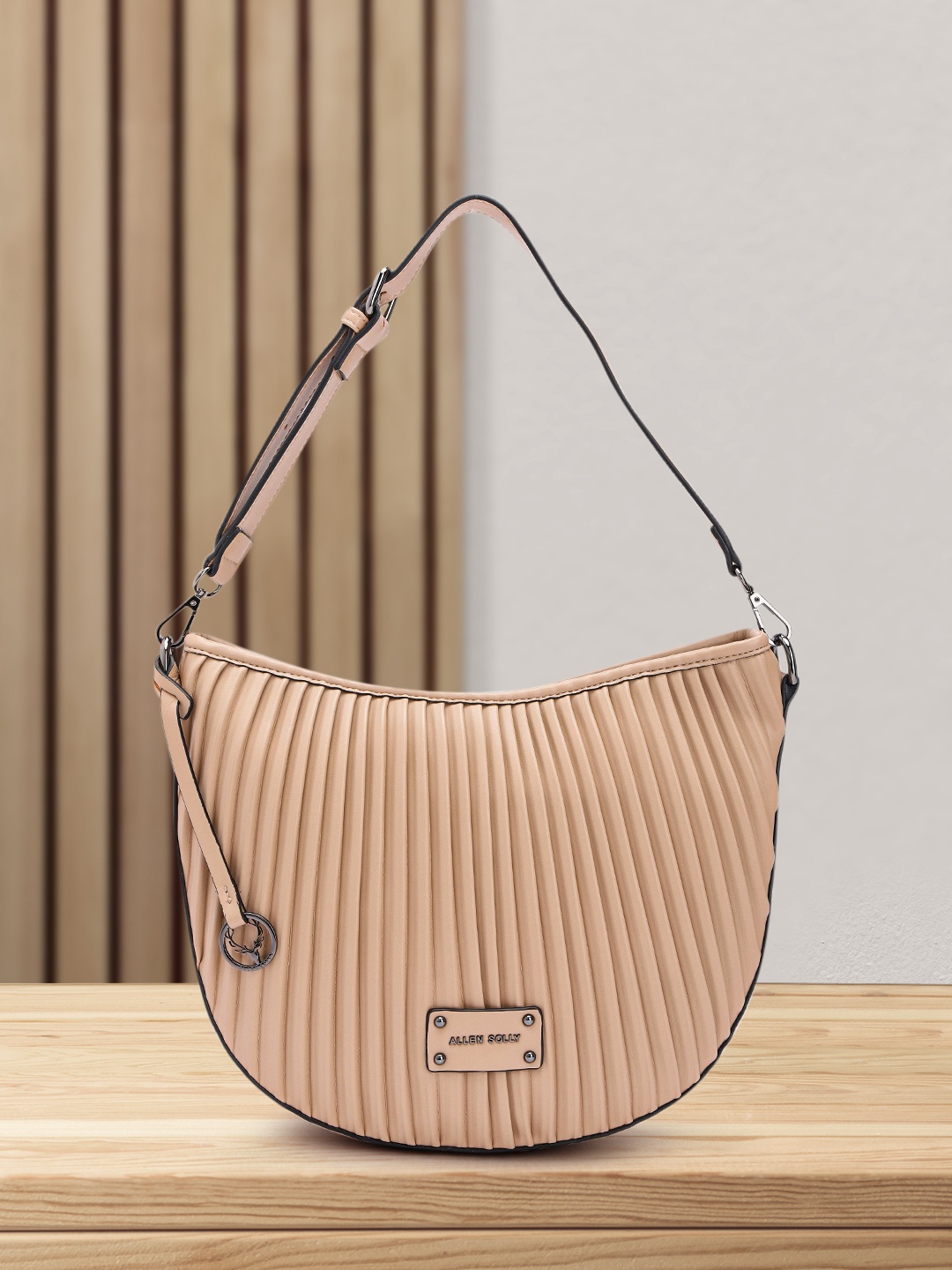 

Allen Solly Self Design Structured Shoulder Bag, Beige