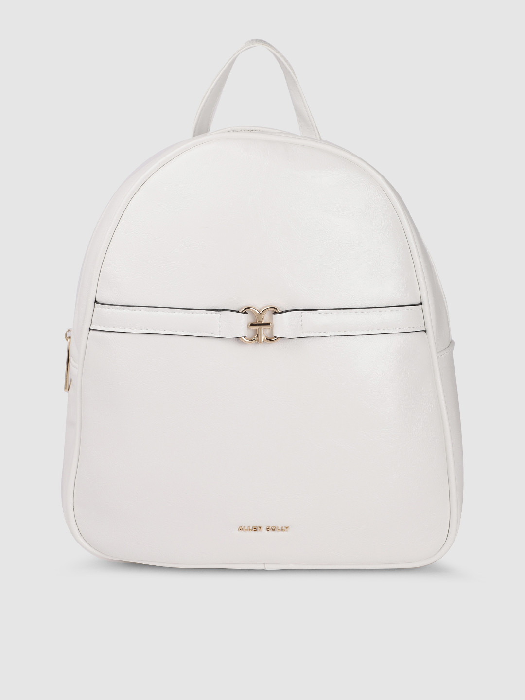 

Allen Solly Women Textured Embellished Backpack With Buckle Embellished Detail, White