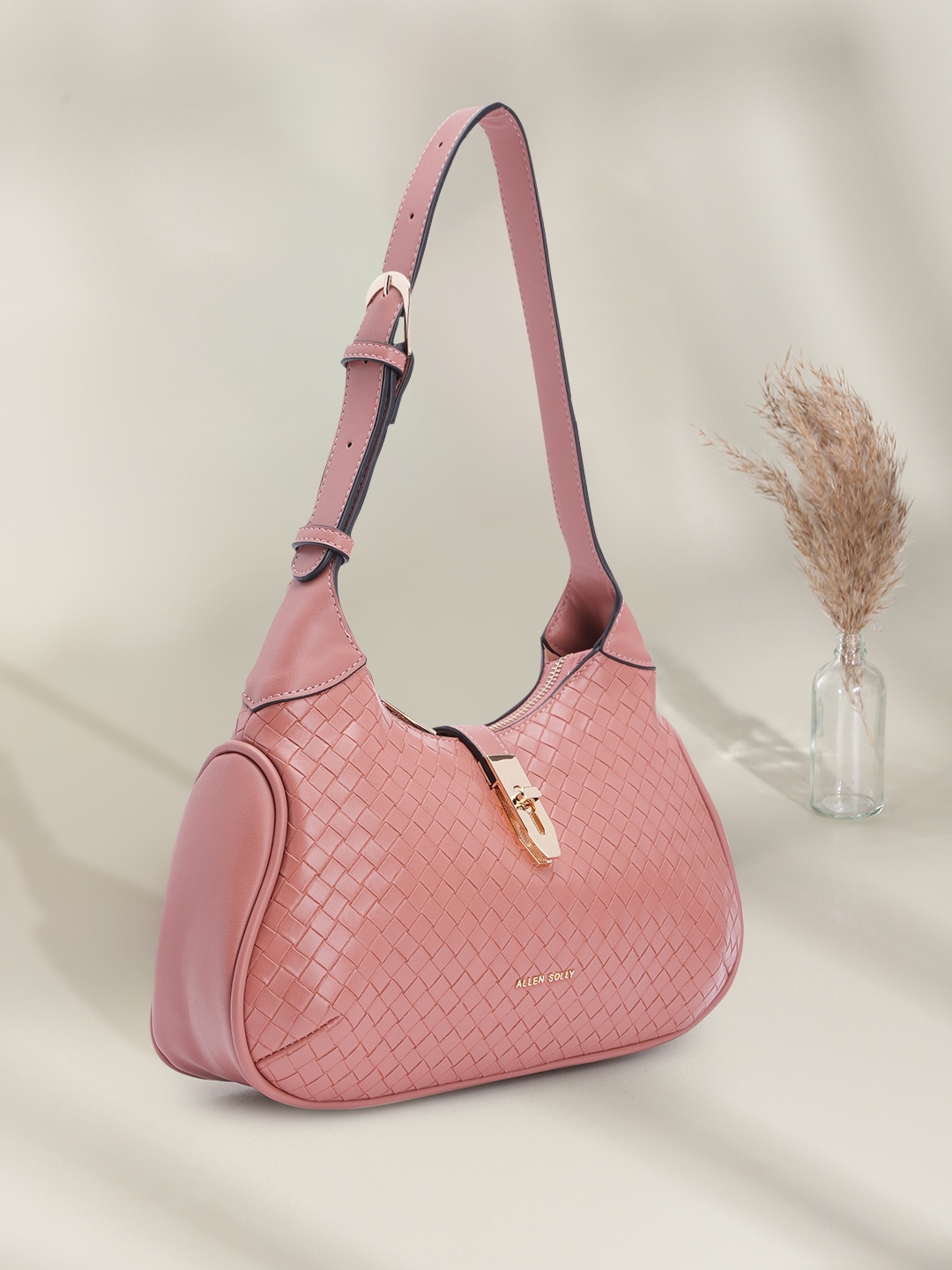 

Allen Solly Textured Mini Hobo Bag, Nude